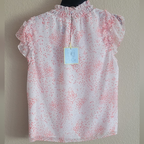 CeCe Elastic Neck Flutter Sleeve Blouse - Picture 3 of 8